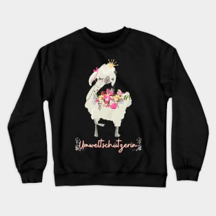 Alpaka Umwelt Schutz Prinzessin Blumen Süß.png Crewneck Sweatshirt